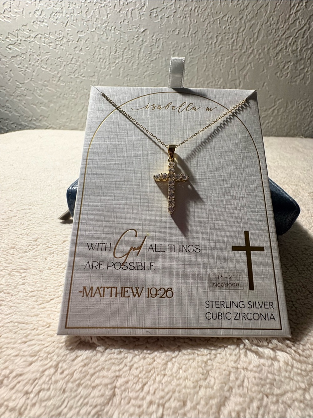 Abella Gold-Tone Cubic Zirconia Cross Necklace